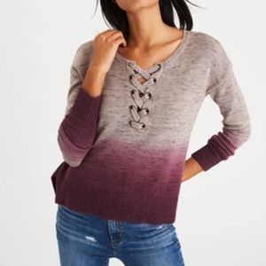 NEW AE lace-up ombré sweater